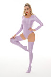 Sexy Solid Color Tight Fitting Bodysuit With Stockings