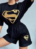 Women's Summer Embroidered Sports Casual Shorts Two Piece Shorts Set