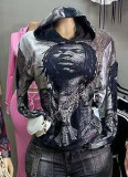 Women Hooded Print Casual Hoodies