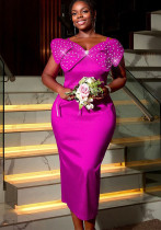 Women Sexy Bow Beaded Suspender Dress