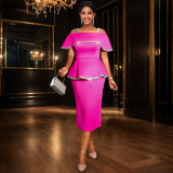 Women Ruffle Off Shoulder Elegant Sequin Dress