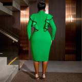 Women Lace Party Ruffle Bodycon Dress