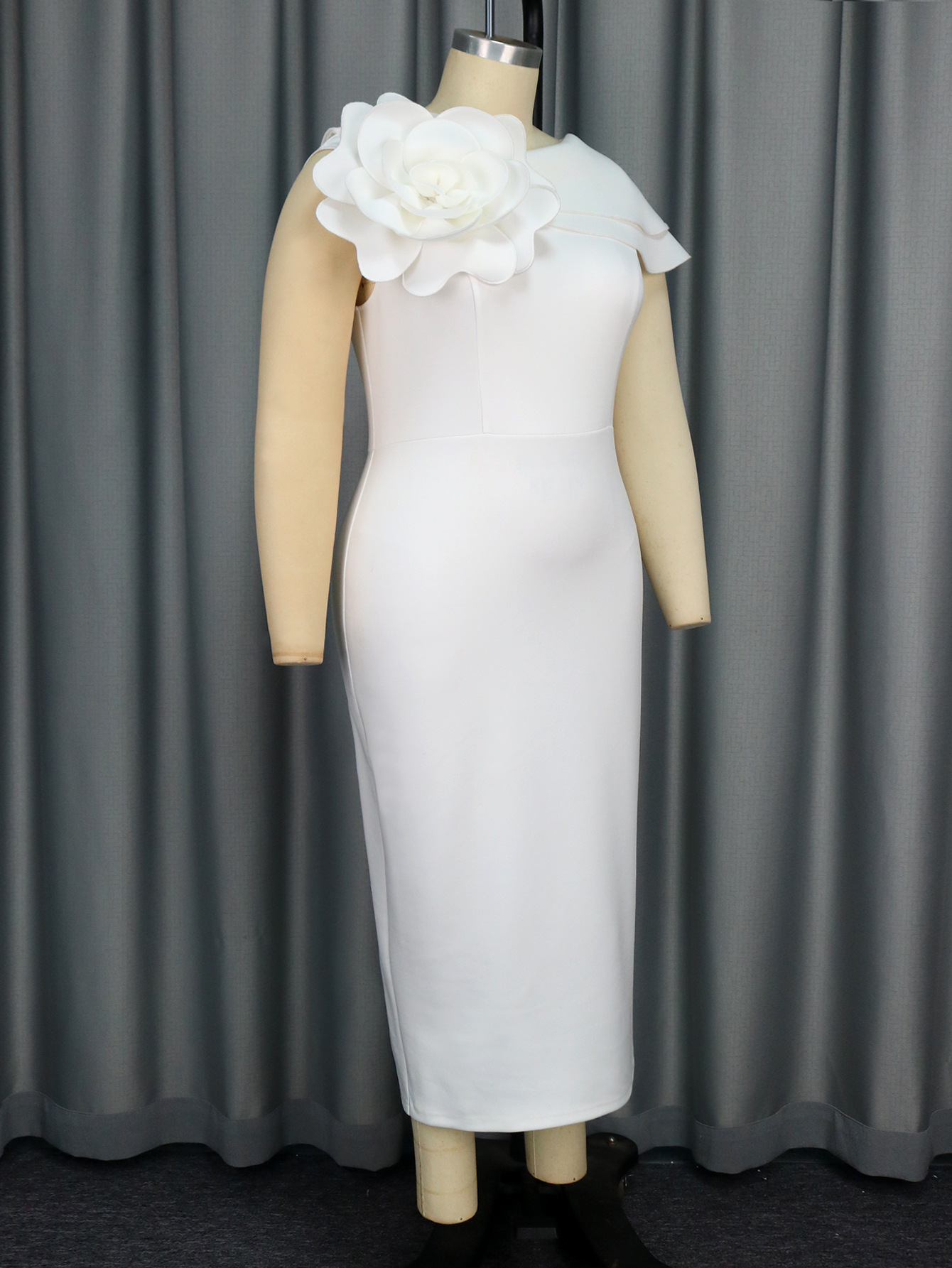 Women Formal Party Round Neck Sleeveless Floral Dress