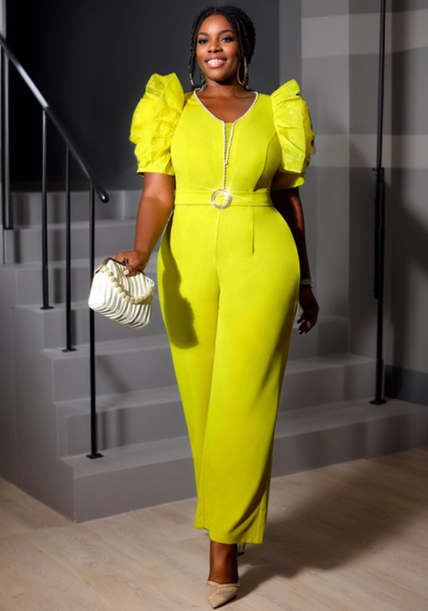 Women Solid Party Mesh Floral Jumpsuits