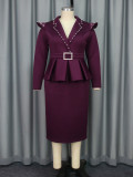 Women Turndown Collar Fake Two Piece Elegant dress