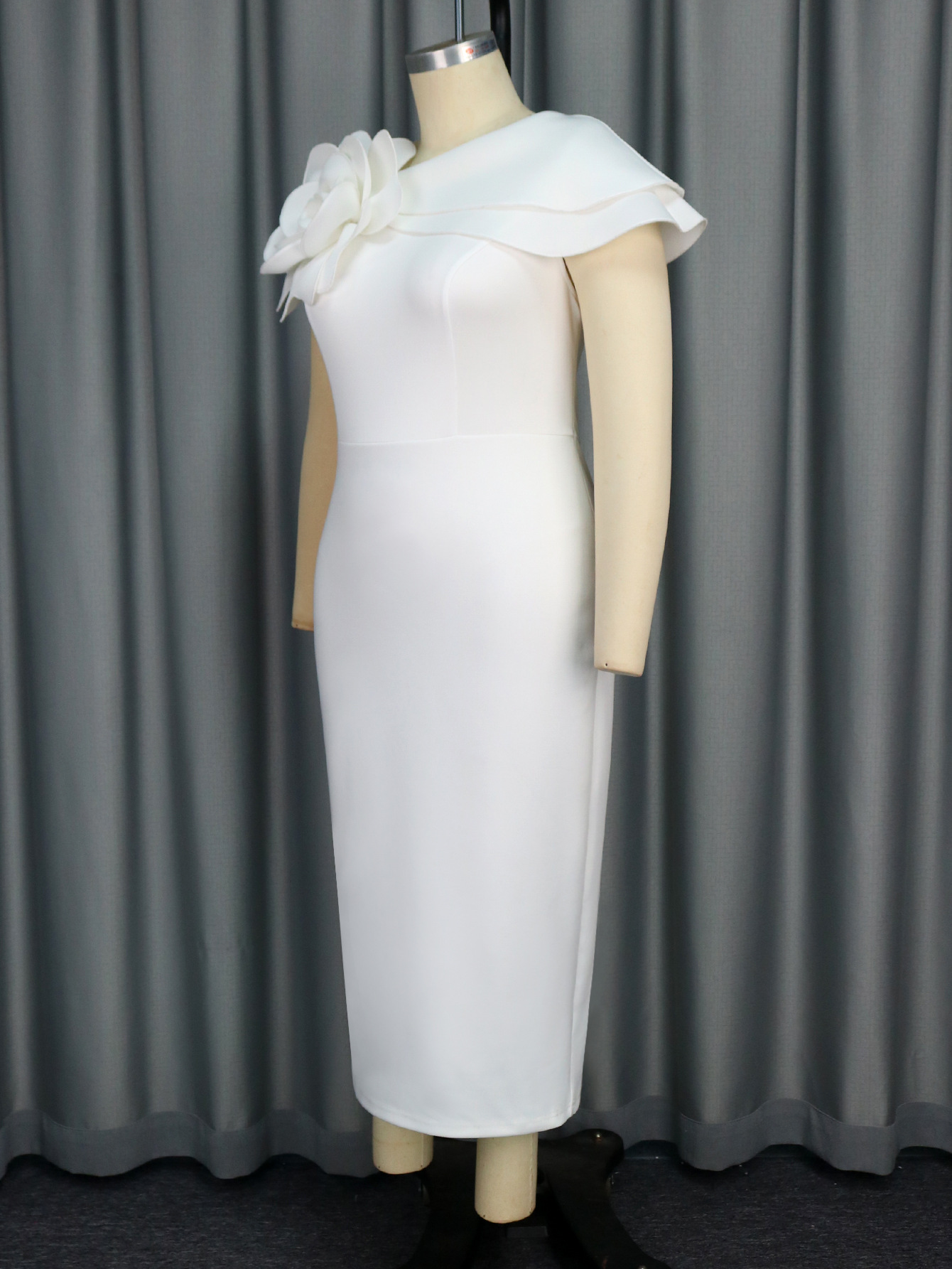 Women Formal Party Round Neck Sleeveless Floral Dress