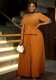 Women Cape Sleeve Elegant Party Pleated Skirt Jumpsuit