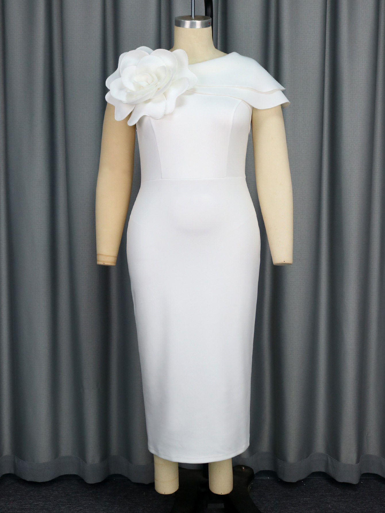 Women Formal Party Round Neck Sleeveless Floral Dress