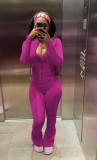 Women Casual Top and Bell Bottom Long Pants Two Piece Set
