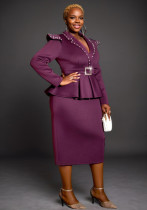 Women Turndown Collar Fake Two Piece Elegant dress