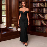 Women Off Shoulder Sexy V-Neck Fishtail Dress