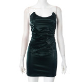 Women Fall and Winter Stretchy Strapless Off Shoulder Gathered Top and Bodycon Skirt Two Piece Set