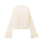 Women's Furry Patchwork Long Sleeve Button Knitting Cardigan
