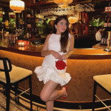 Women's Fashionable White Sleeveless Short Ruffle Dress