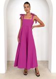Solid Color Strap A-Line Casual Loose Dress