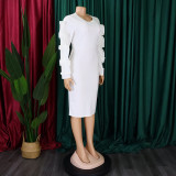 Plus Size Women Elegant African Long Sleeve Dress