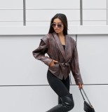Women's American Retro Casual Faux Leather Jacket
