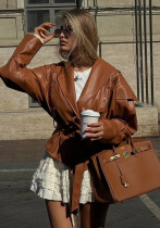 Women's American Retro Casual Faux Leather Jacket Women's American Retro Casual Faux Leather Jacket