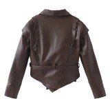 Women's American Retro Casual Faux Leather Jacket