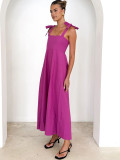 Solid Color Strap A-Line Casual Loose Dress