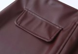 Women's Turndown Collar Button Pu Jacket Mini Skirt Two-Piece Set