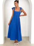 Solid Color Strap A-Line Casual Loose Dress