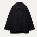 Women's Single-Breasted Turndown Collar Loose Coat