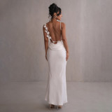Women's Strap Sleeveless Low Back Solid Color Long Dress