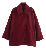 Women's Single-Breasted Turndown Collar Loose Coat