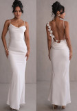 Women's Strap Sleeveless Low Back Solid Color Long Dress