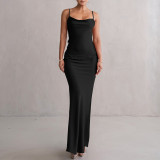 Women's Strap Sleeveless Low Back Solid Color Long Dress
