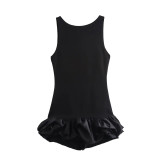Women's Fashionable White Sleeveless Short Ruffle Dress