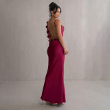 Women's Strap Sleeveless Low Back Solid Color Long Dress