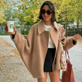 Women's Single-Breasted Turndown Collar Loose Coat