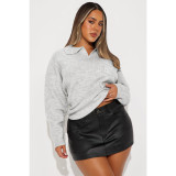 Women's Turndown Collar Loose Pullover Knitting Sweater