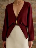 Women's V-Neck Button Knitting Cardigan