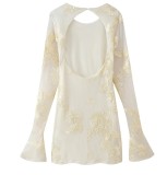 Women's Fashionable Sexy Slim Fit Bell Bottom Sleeve Party Dress