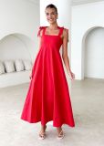 Solid Color Strap A-Line Casual Loose Dress