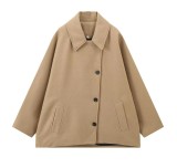 Women's Single-Breasted Turndown Collar Loose Coat