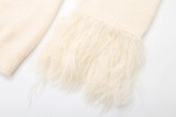Women's Furry Patchwork Long Sleeve Button Knitting Cardigan