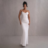 Women's Strap Sleeveless Low Back Solid Color Long Dress