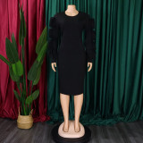 Plus Size Women Elegant African Long Sleeve Dress
