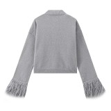 Women's Furry Patchwork Long Sleeve Button Knitting Cardigan