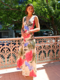 Printed  Sleeveless Sexy V-Neck Long Dress