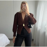 Women's V-Neck Button Knitting Cardigan