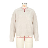Women's Turndown Collar Loose Pullover Knitting Sweater