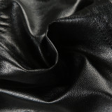 Punk Sexy Leather V-Neck Strap Vest Top Hollow Pin Buckle Adjustable Skirt Set