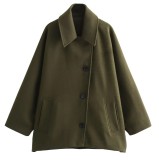 Women's Single-Breasted Turndown Collar Loose Coat