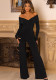 Women's Sexy Fashion Solid Color V-Neck Long Sleeve Jumpsuit