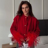 Women's Furry Patchwork Long Sleeve Button Knitting Cardigan